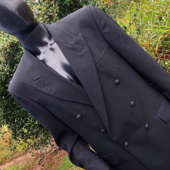 LANA MODA MEN'S PURE ITALIAN WOOL DOUBLE BREASTED LUXURY BLAZER - Picture 15 of 17